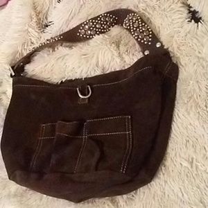 Tylie Malibu suede crystal studded purse